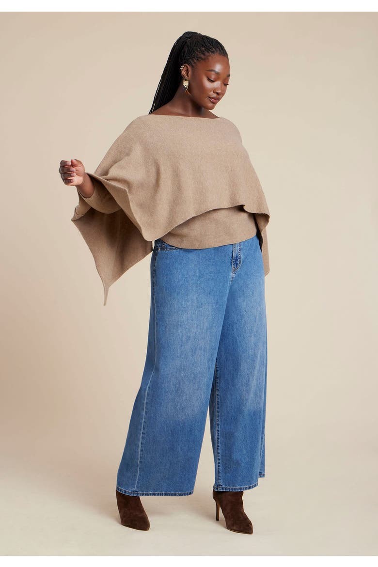 Layered Cape Sweater, Alternate, color, WARM CREAM