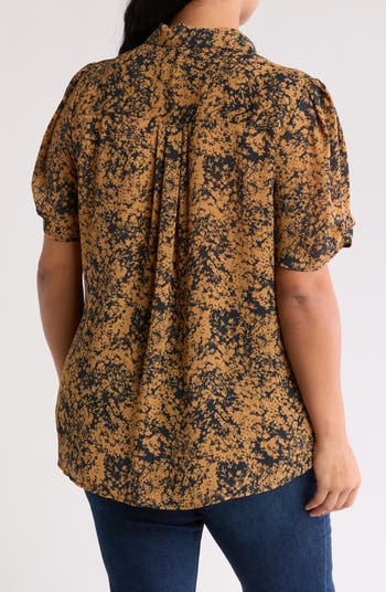 Scrunched Short Sleeve Button-Up Shirt