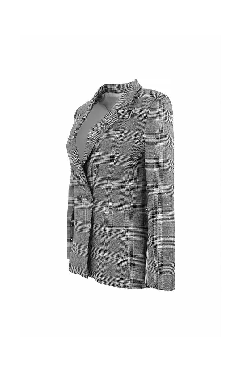 THEO The Label Eudora Split Sleeve Sequined Prince Of Wales Jacket, Alternate, color, Black