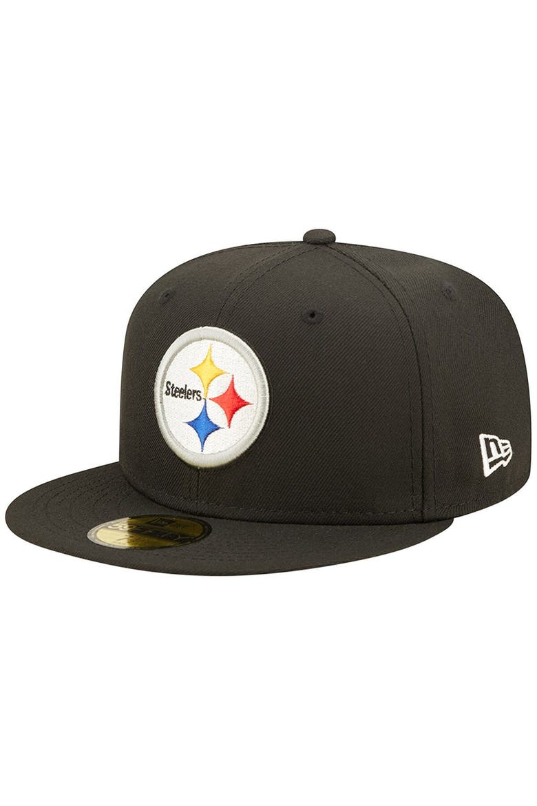 Men's New Era Black Pittsburgh Steelers Super Bowl XL Pink Pop Sweat 59FIFTY Fitted Hat, Alternate, color, Black