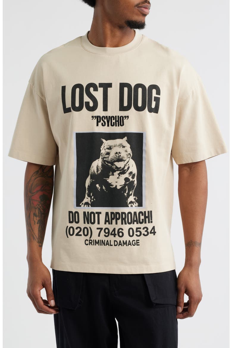 Lost Dog Graphic T-Shirt, Main, color, STONE