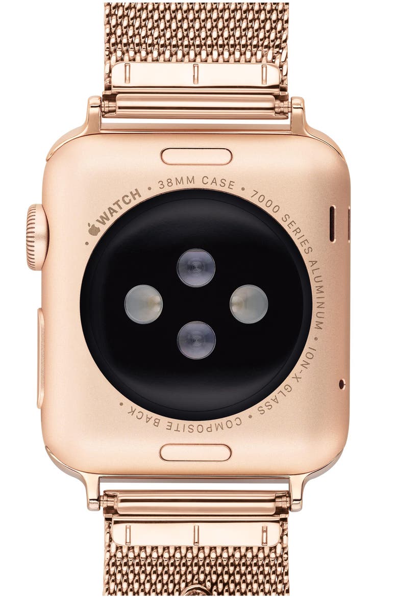 Flower Mesh Apple Watch® Band, 38mm/40mm, Alternate, color, ROSE GOLD