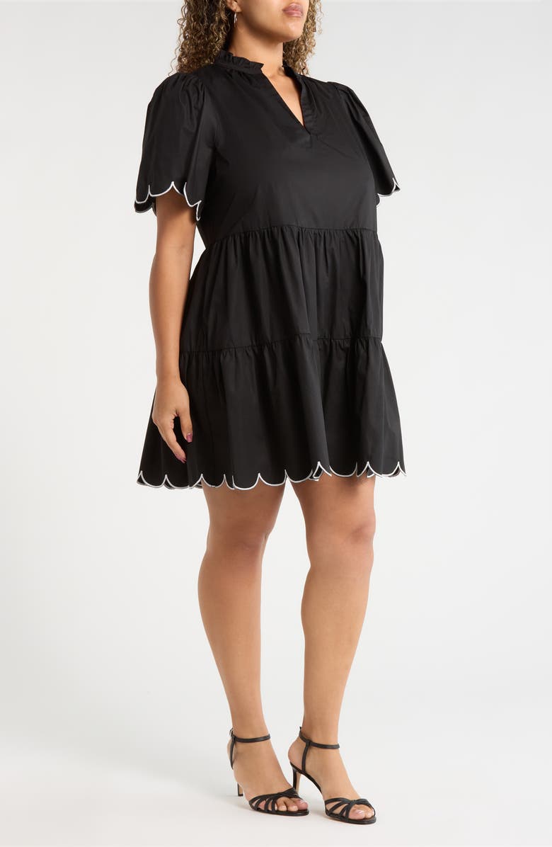 SUGARLIPS Kyra Poplin Tiered Scallop Minidress, Alternate, color, Black