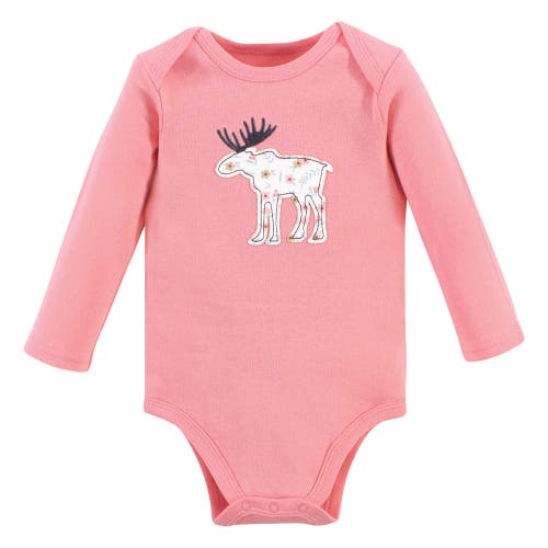 Hudson Baby Essential All-cotton Long-sleeve Bodysuit Triple Pack In Animal Print