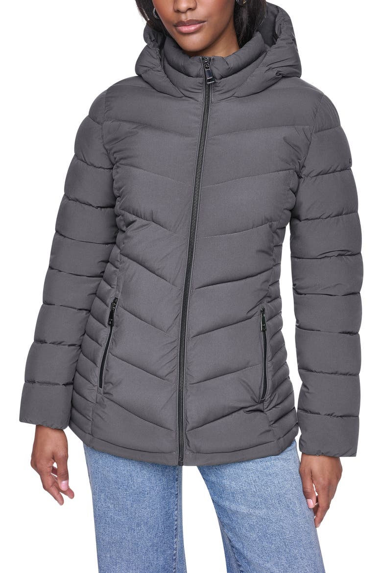 Packable Water Resistant Puffer Jacket, Main, color, TITAN