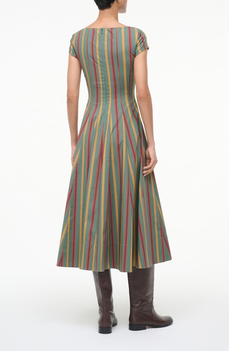 STAUD Wells Stripe Stretch Cotton Midi Dress, Alternate, color, Trailblazer Stripe