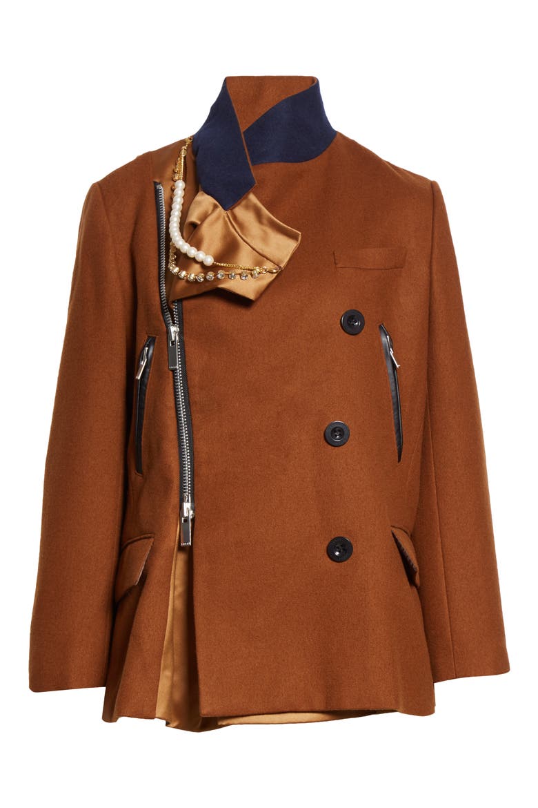 Melton Wool Jacket, Alternate, color, BROWN