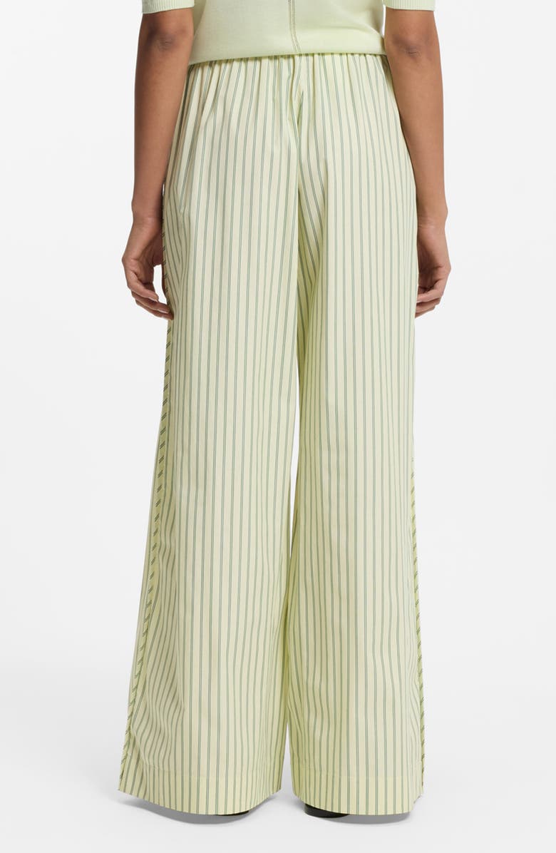 BOSS Orange Tiplyn Stripe Wide Leg Cotton Pants, Alternate, color, Amazonite Stripe