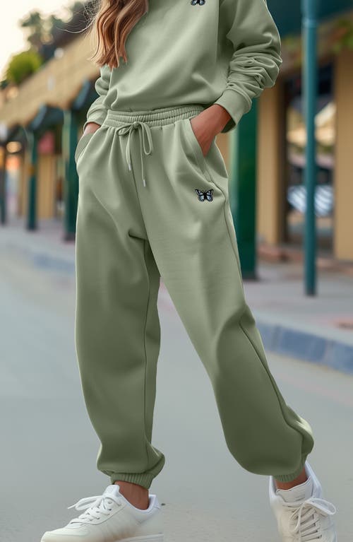 Dalix Butterfly Midweight Fleece Crewneck Sweatsuit