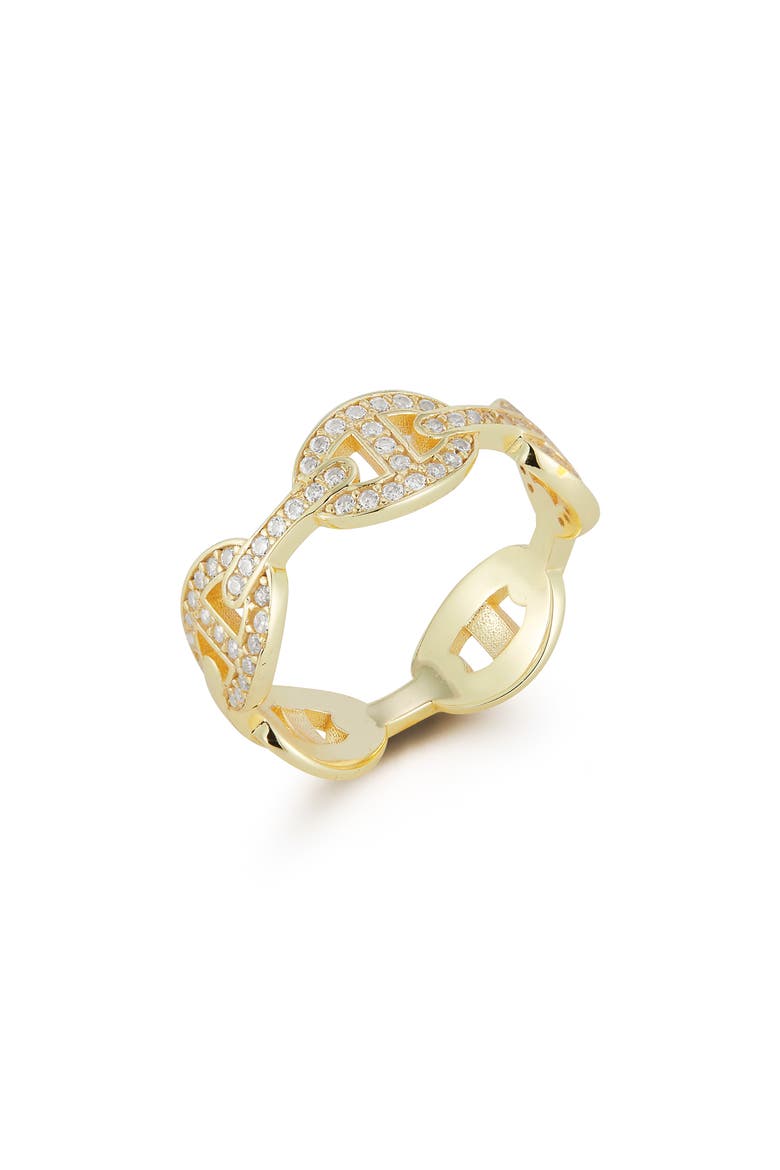 Cubic Zirconia Mariner Chain Ring, Main, color, GOLD