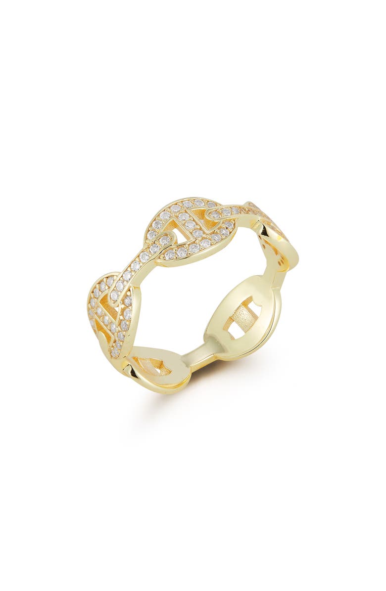 GLAZE JEWELRY Cubic Zirconia Mariner Chain Ring, Main, color, Gold