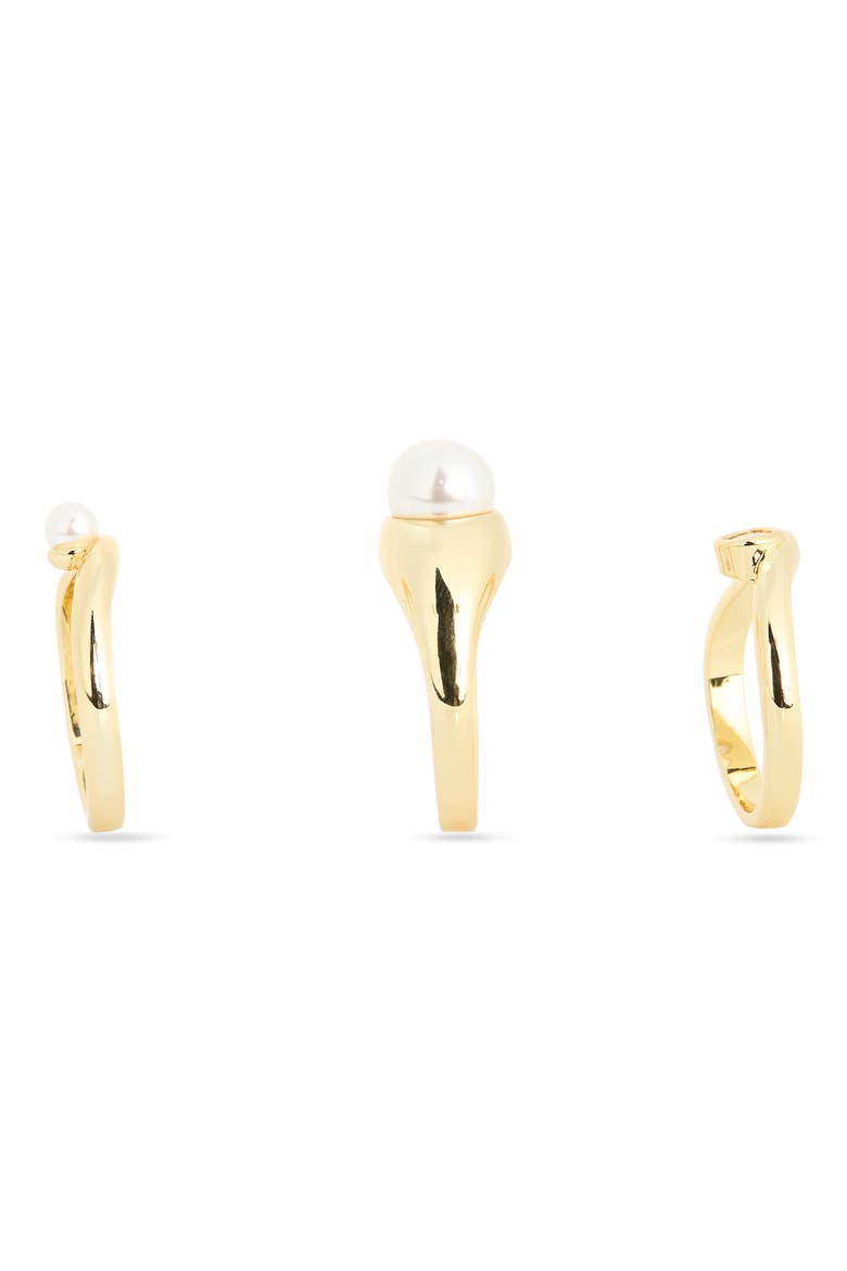 Set of 3 Demi Fine Cubic Zirconia & Faux Pearl Rings, Alternate, color, CLEAR- WHITE- GOLD