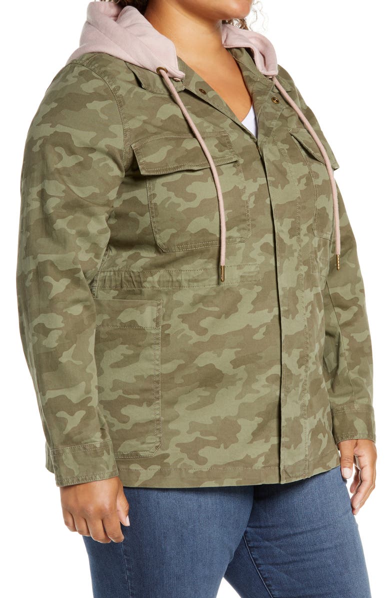 Caslon<sup>®</sup> Hooded Stretch Cotton Utility Jacket, Alternate, color,