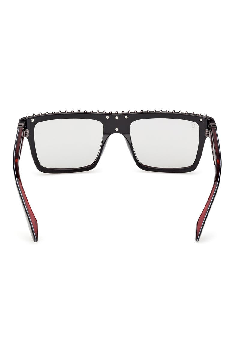 56mm Rectangular Sunglasses, Alternate, color, BLACK OUTSIDE/ RED GUNMETAL