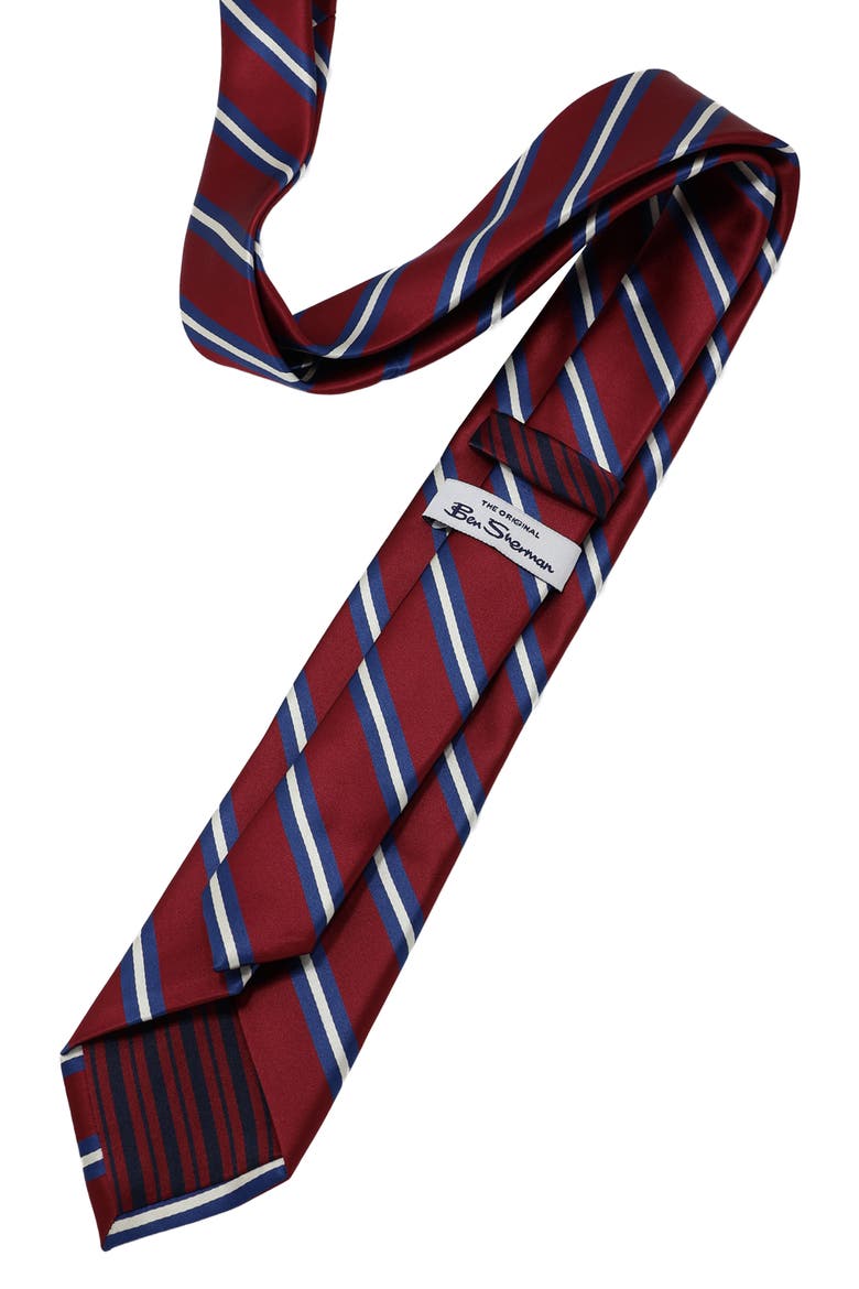 Striped Tie, Alternate, color, BURGUNDY/ NAVY