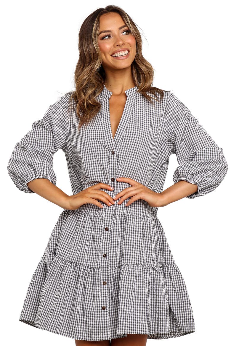 Daria Print Tiered Dress, Alternate, color, BLACK