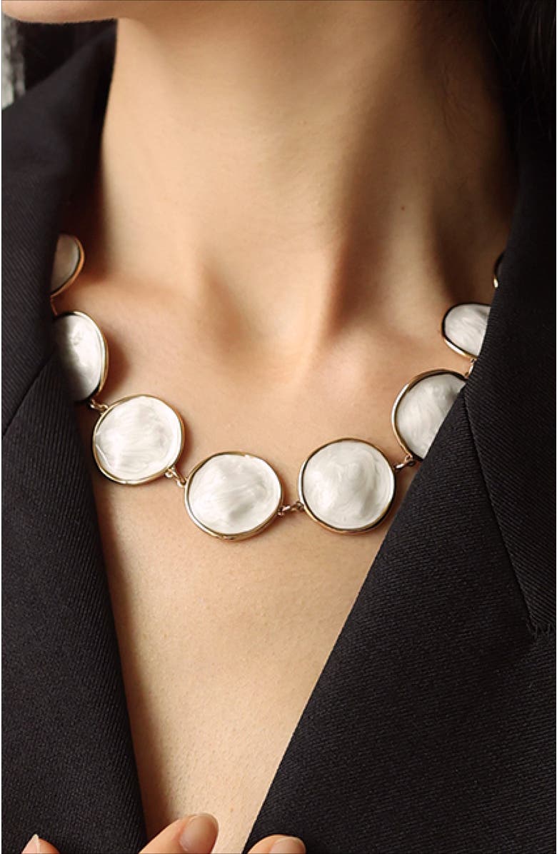 RC RETRO CHIC Enamel Ripple Necklace, Alternate, color, White & Gold