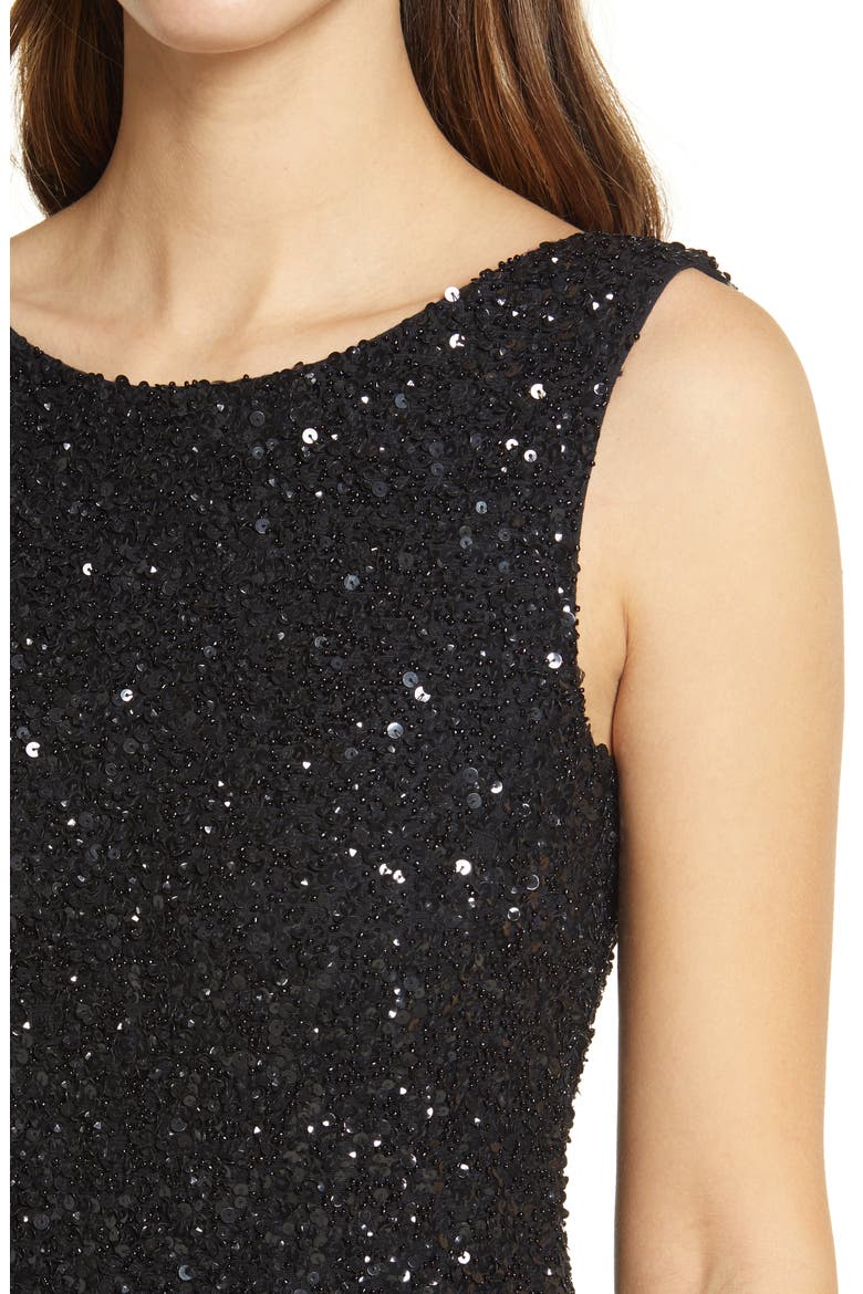 Sequin Mesh A-Line Gown, Alternate, color, BLACK