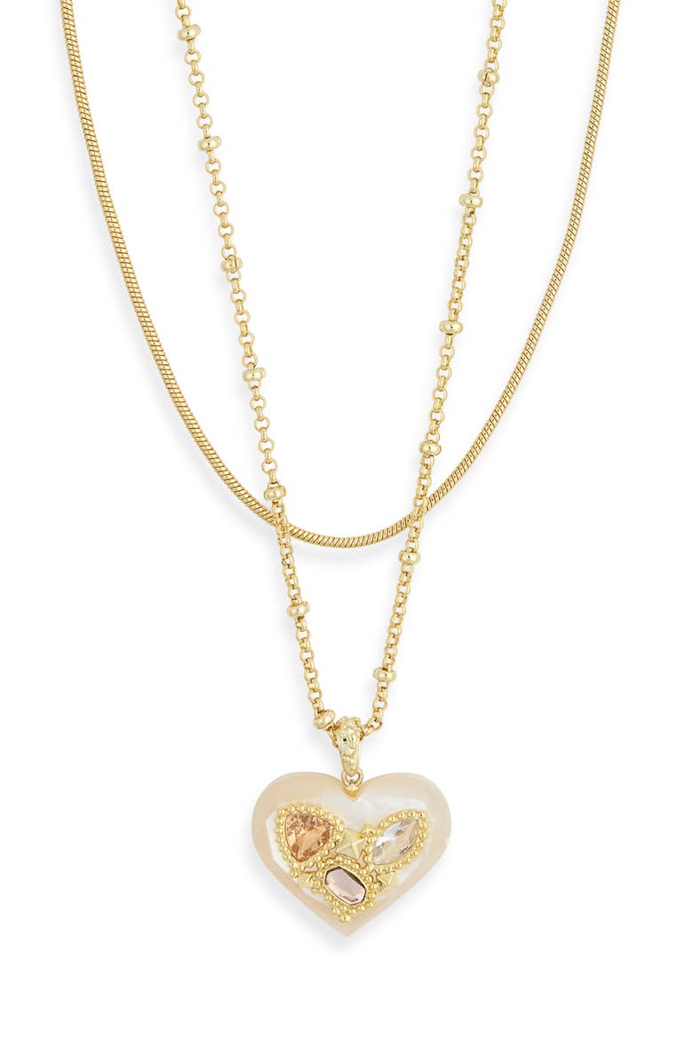 Penny Heart Multi Strand Necklace, Main, color, GOLD IVORY MOP