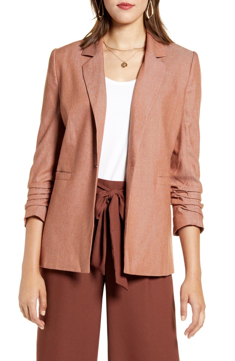Halogen<sup>®</sup> Ruched Sleeve Blazer, Main, color, 