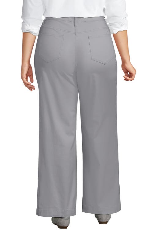Lands' End High Rise 5 Pocket Wide Leg Chino Pants In Gray