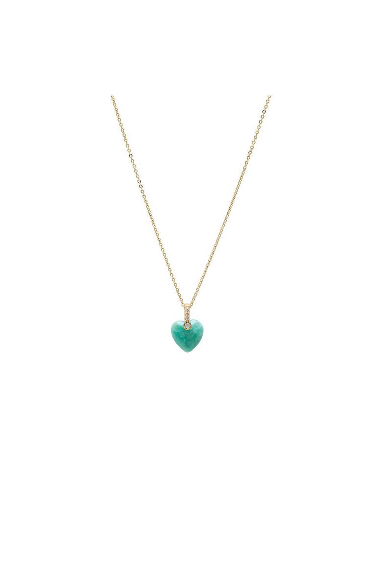 Pave Natural Stone Heart Pendant Necklace, Main, color, Jade Green