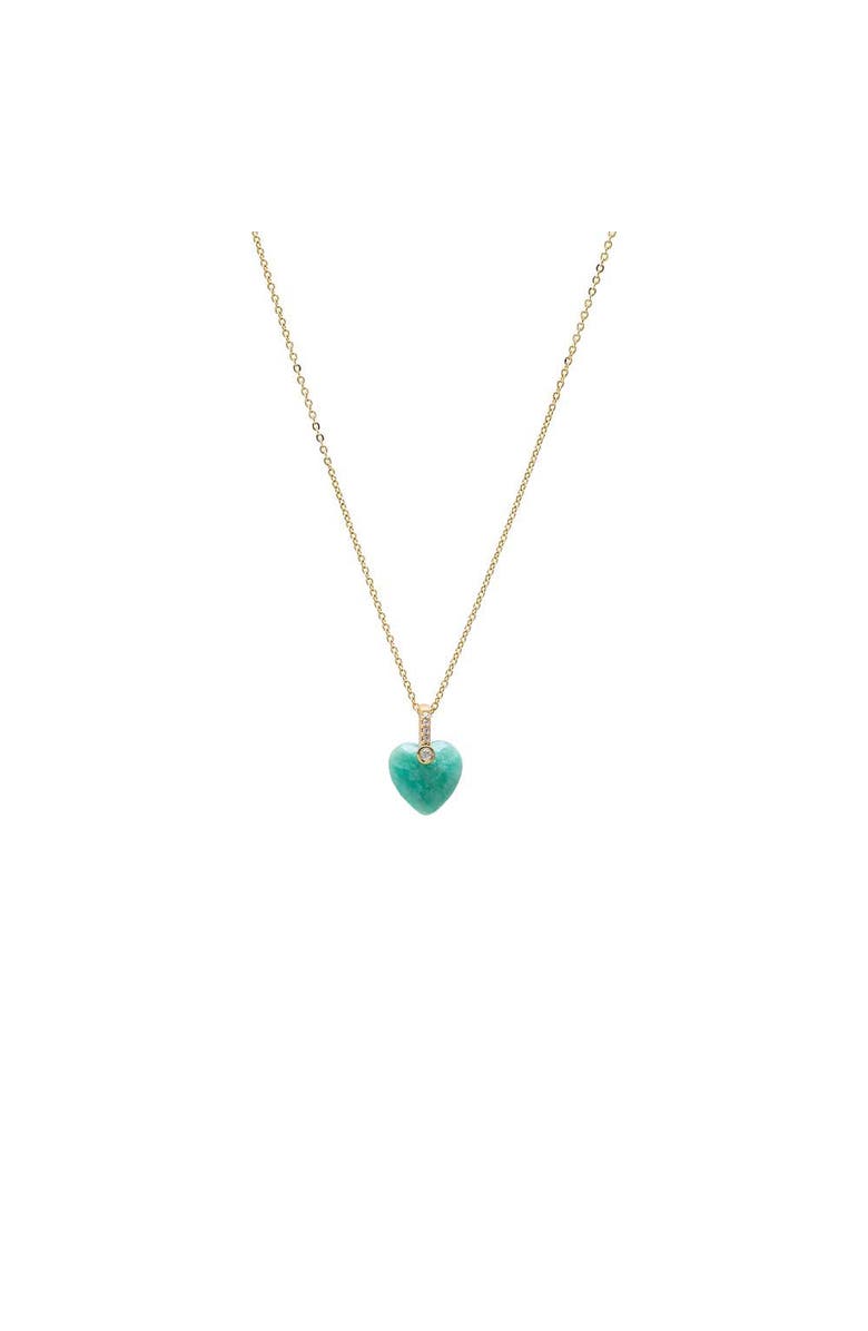 BY ADINA EDEN Pave Natural Stone Heart Pendant Necklace, Main, color, Jade Green