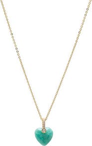 BY ADINA EDEN Pave Natural Stone Heart Pendant Necklace