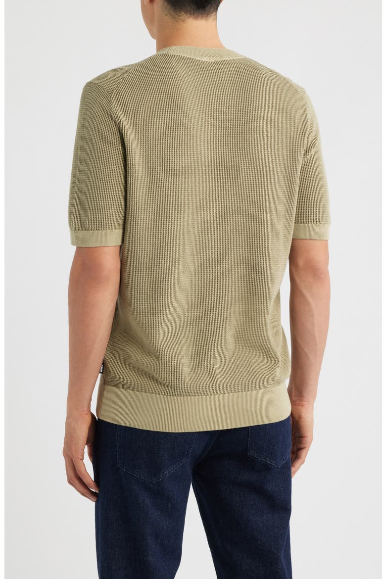 Leale Short Sleeve Cotton Crewneck Sweater, Alternate, color, BEIGE/ KHAKI
