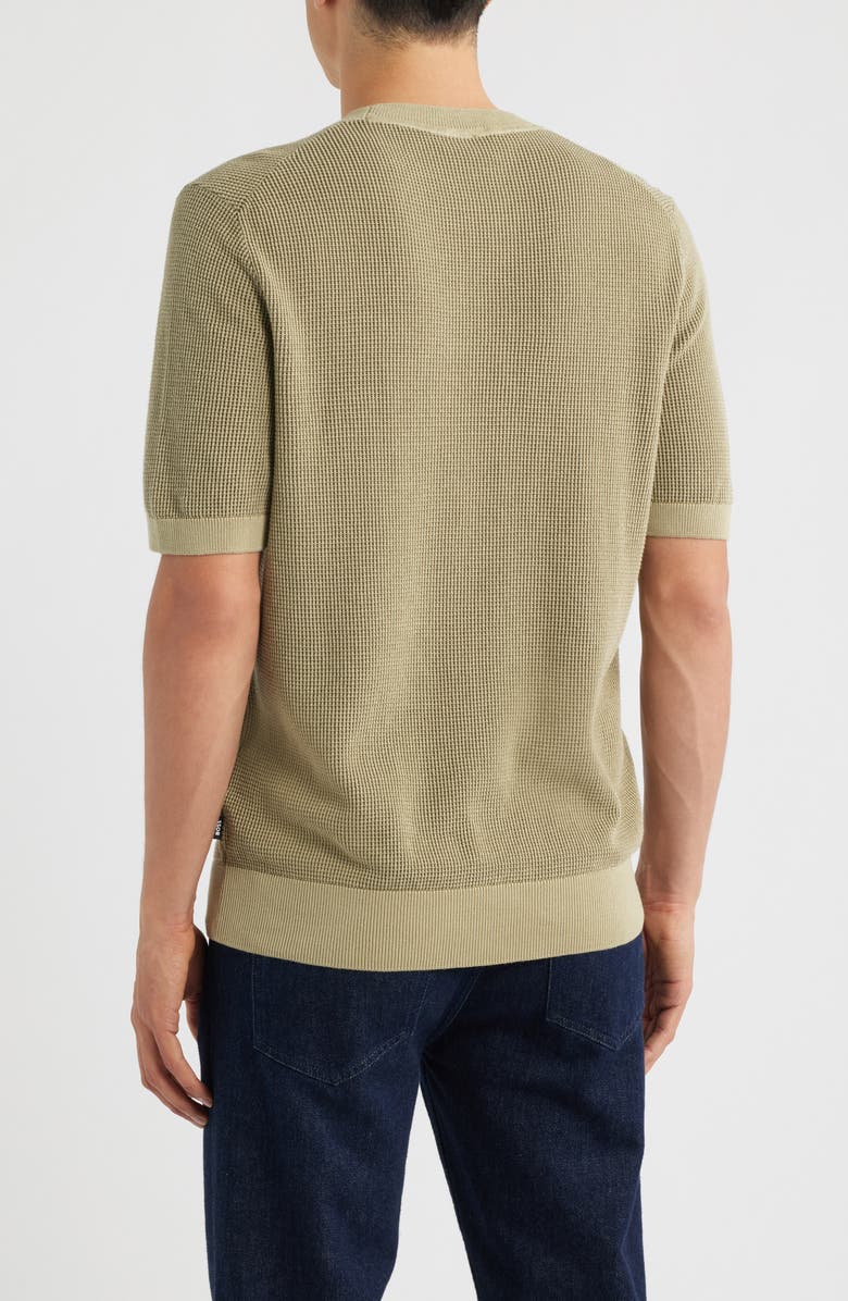 BOSS Leale Short Sleeve Cotton Crewneck Sweater, Alternate, color, Beige/ Khaki