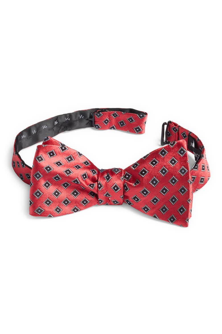 Foulard Silk Bow Tie, Main, color, CORAL