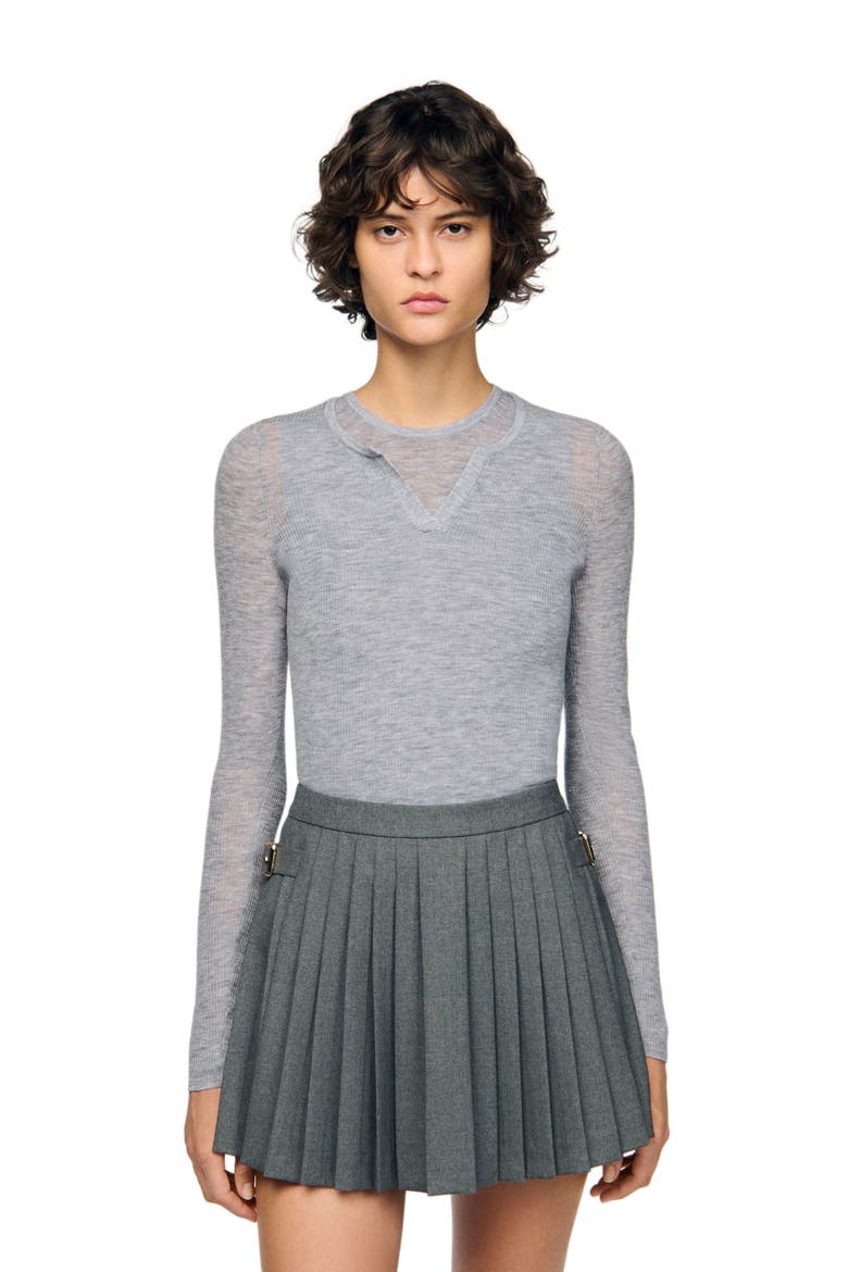 Wool layered effect sweater, Alternate, color, Grey