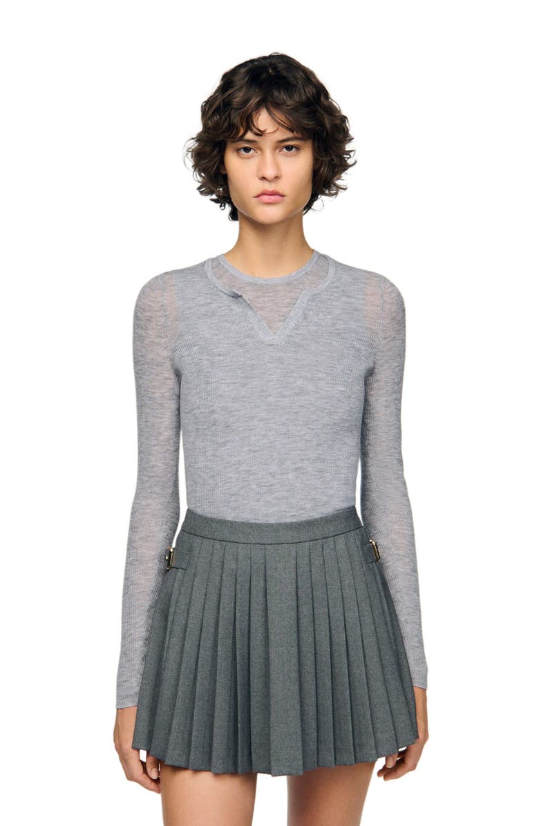 SANDRO Wool layered effect sweater, Alternate, color, Grey