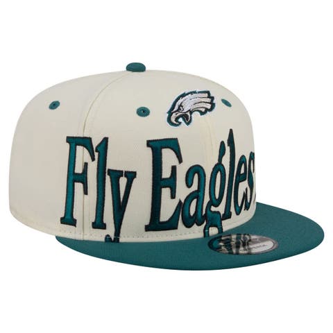 Men's New Era Cream Philadelphia Eagles Oversized Slogan 9FIFTY Snapback Hat