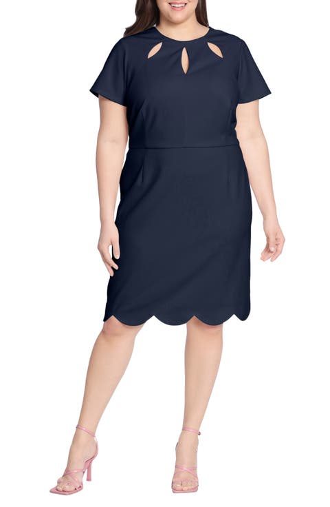 Mioni Scallop Hem Cutout Dress (Plus Size)