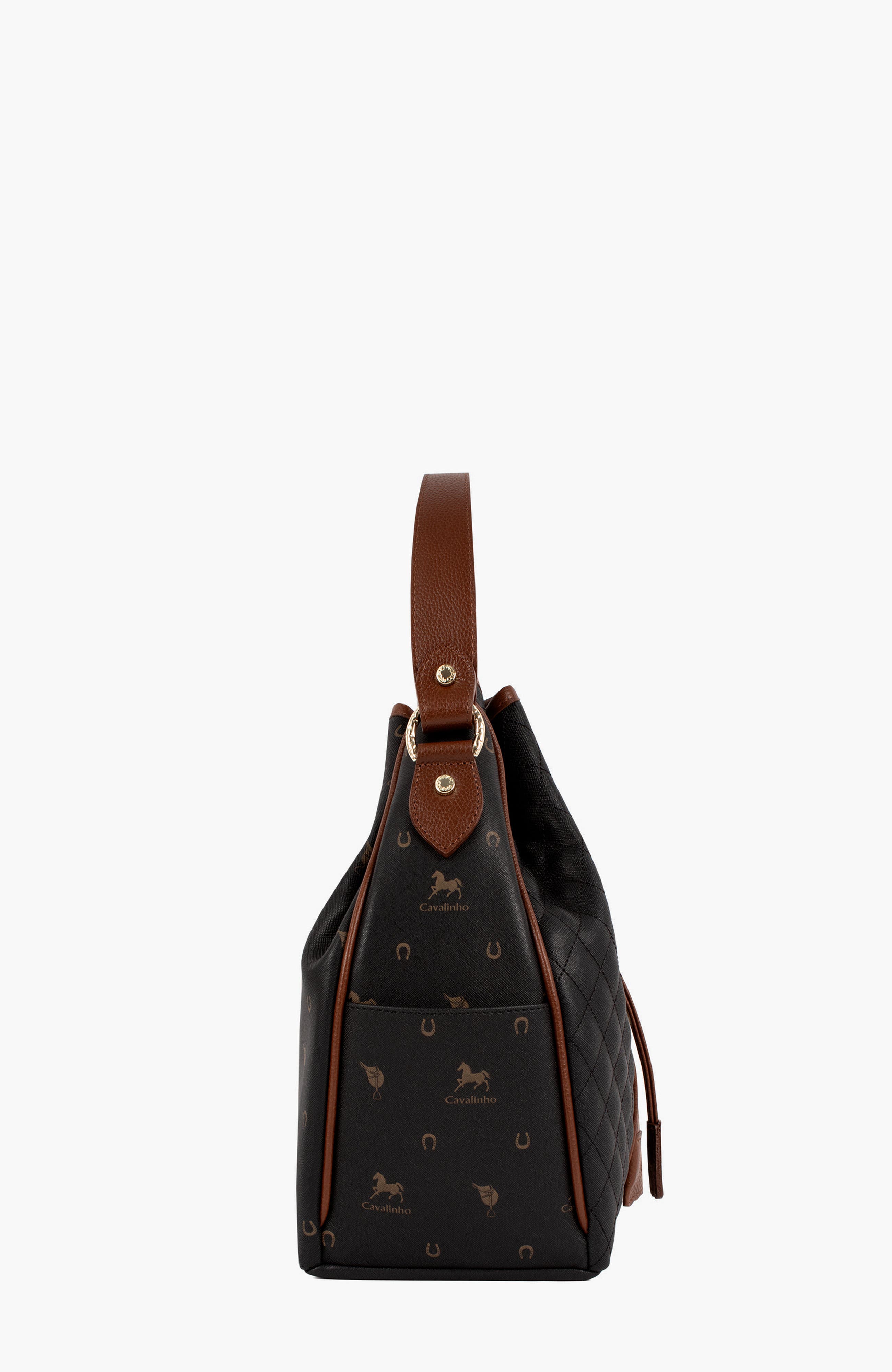 Di Cavallo 598 Bucket Bag, Alternate, color, Black / Brown