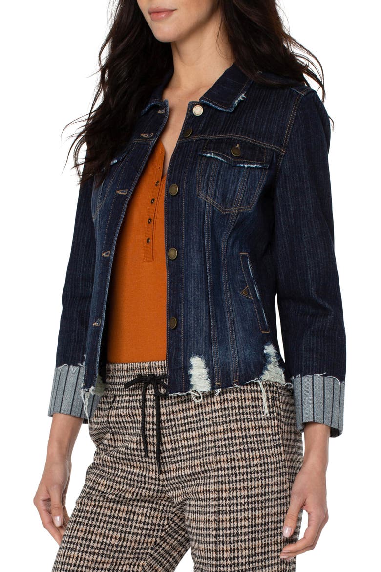 x Living in Yellow Jennifer Raw Edge Cotton Denim Jacket, Alternate, color, ATWOOD