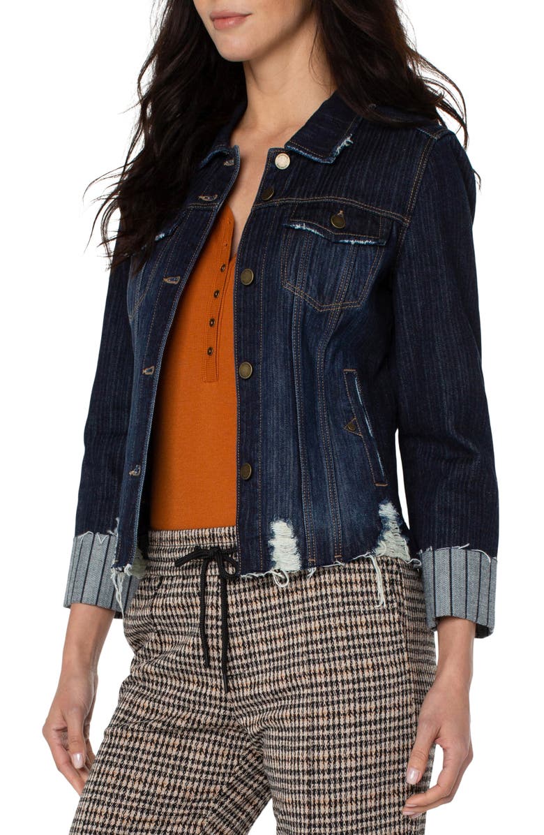 Liverpool Los Angeles x Living in Yellow Jennifer Raw Edge Cotton Denim Jacket, Alternate, color,