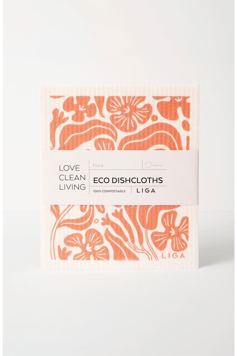 Tea Towels - Flora Set of 2 + Dishcloths Set of 2 - Flora, Alternate, color, Flora