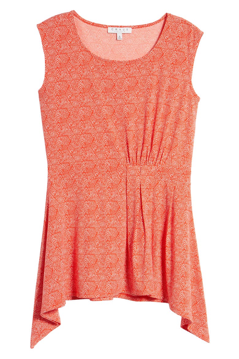 Dot Ruched Sharkbite Hem Top, Alternate, color, FIREWATER