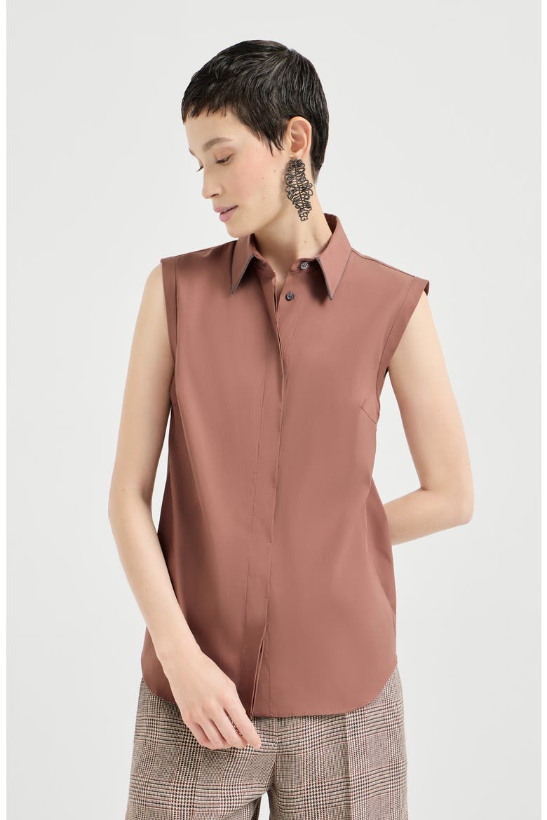 Stretch poplin shirt, Main, color, Orange