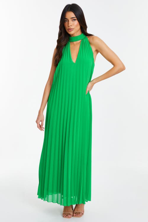 Quiz Chiffon Pleated High Neck Midi Dress