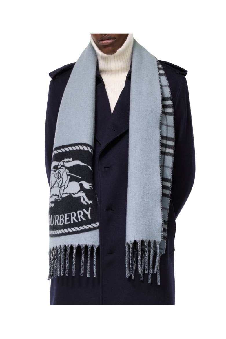 Reversible Knight Stamp Scarf, Alternate, color, Bank blue