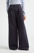 Jil Sander Pleated Cotton Drill Wide Leg Pants