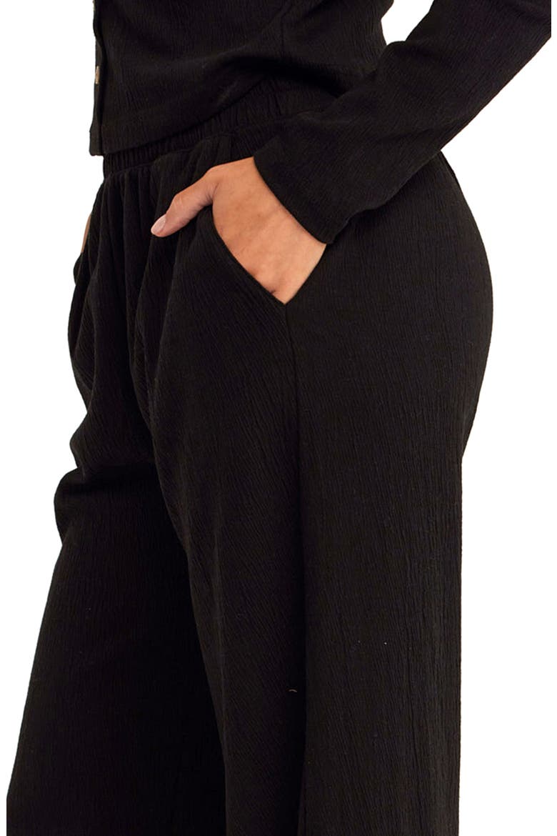 Ivanna Textured Jersey Wide Leg Pants, Alternate, color, BLACK