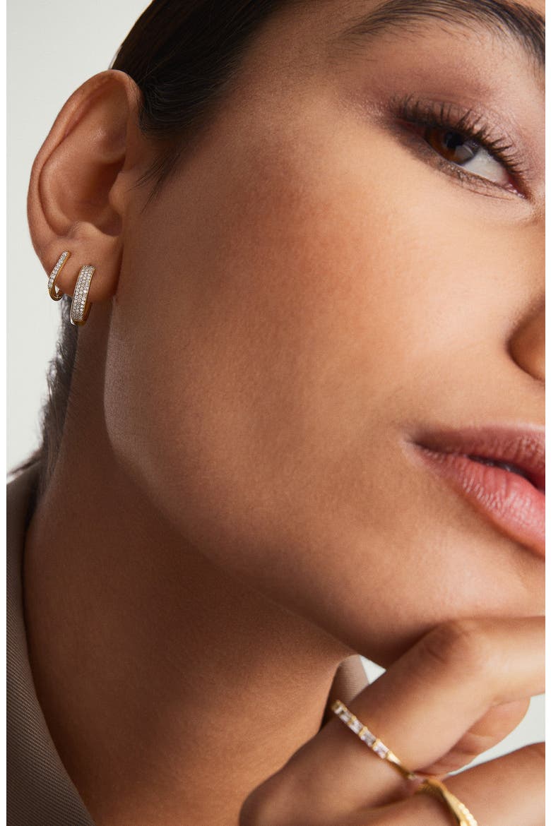 Bold Pavé Diamond Small Hoops, Alternate, color, Yellow Gold