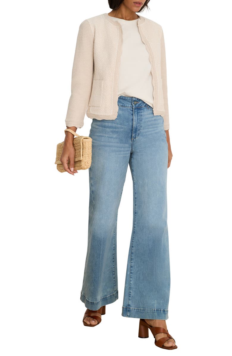 NIC+ZOE Chiffon Drift Mixed Media Top, Alternate, color, Classic Cream