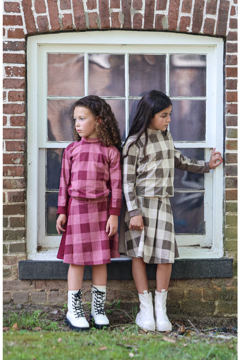 Kids' Plaid Corduroy A-Line Skirt, Alternate, color, MAUVE