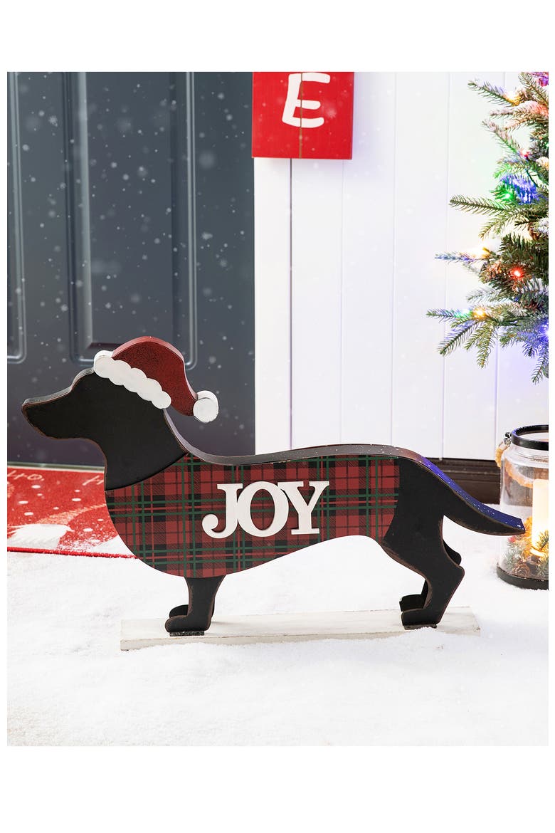 22"L Metal Dachshund Christmas Porch Sign, Alternate, color, Black