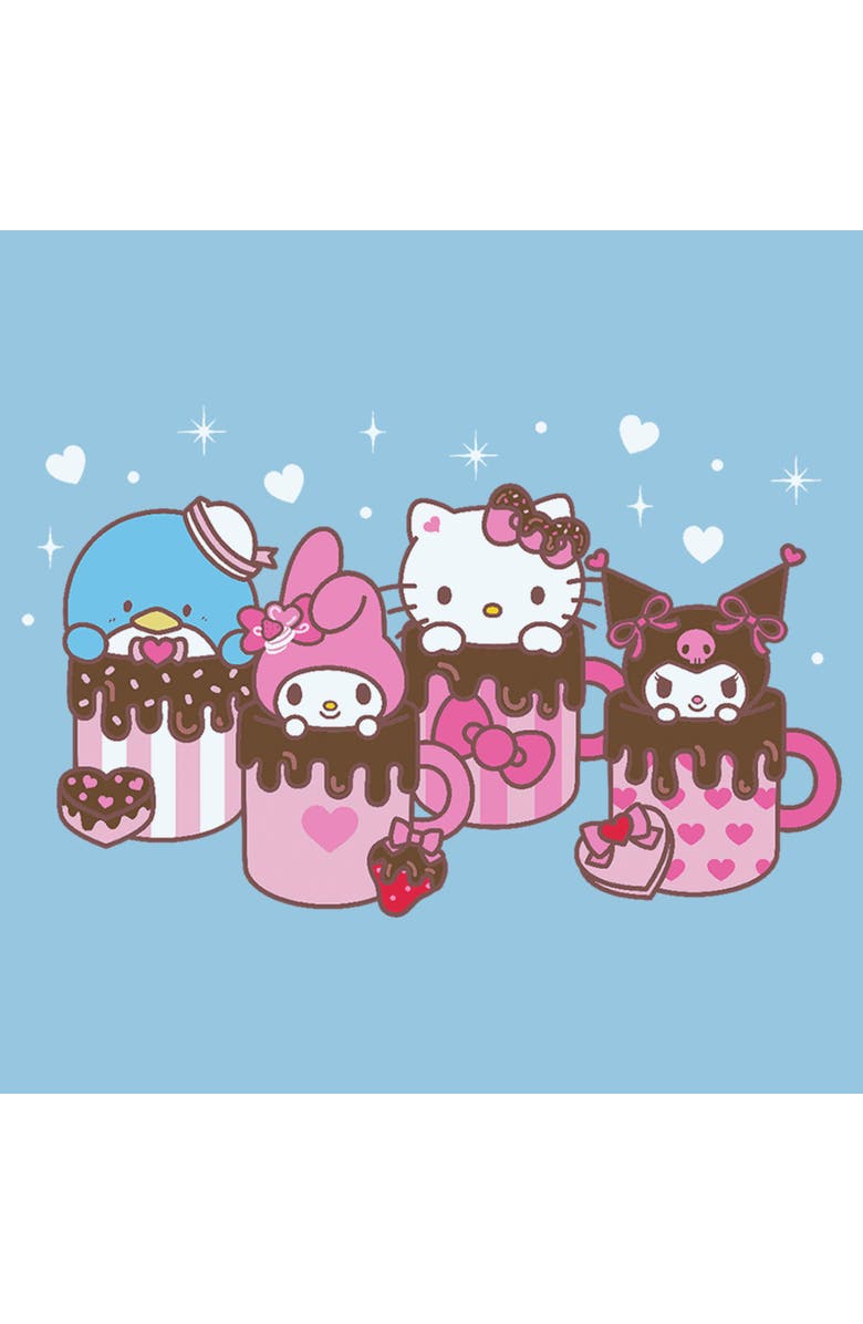 Hello Kitty Boy's Hello Kitty Lovely Mug Friends  Graphic T-Shirt, Alternate, color, Light Blue